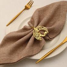 1pc/2pcs Gold/Silver Metal Hollow Star Moon Napkin Ring, Suitable For Family Gatherings, Table Decoration, Hotel Restaurant, Stars And Moon,Ramadan Kareem. - Various - View 10
