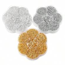 1 caja de anillos de salto, Kit de accesorios de joyería para principiantes, anillo de salto abierto, fabricación de joyas, llavero, reparación de collares con herramienta abridor 47S3 - Dorado - Ver 9