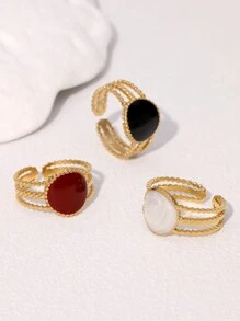 1pc Retro High-End Minimalist Geometric Gold-Plated Stainless Steel Open Ring, Suitable For Women, Versatile For Daily Wear And Gatherings