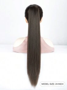 Pferdeschwanz Verlängerungs-Klammer-Clip 24 Zoll lang gerade Pferdeschwanz-Verlängerung, natürlich weich, hitzebeständig, synthetische Pferdeschwanz-Haarverlängerung für Frauen im Alltag