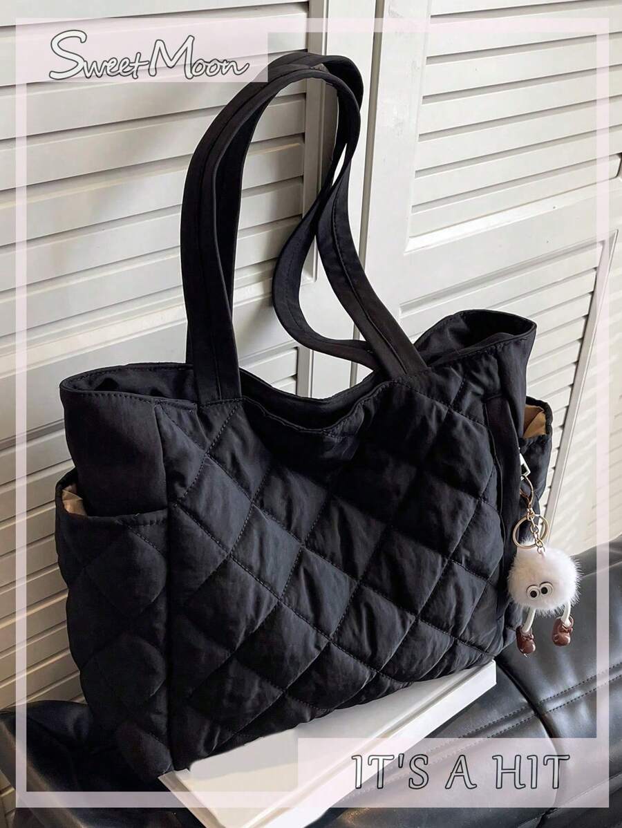 Leisure Large Capacity Down Padded Jacket Bag Fashion Shoulder Bag Portable Oblique Ku Tote Bags, Commuter School, Sports, Traveling, Hiking, Sports, Travel