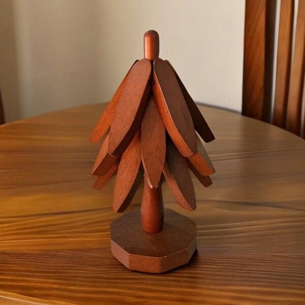 1pc Nogueira Resistente ao Calor Tapete de Mesa - Anti-Escaldadura Suporte para Panela e Tigela, Base para Cozinha e Restaurante, 1 Suporte + 3 Tapetes