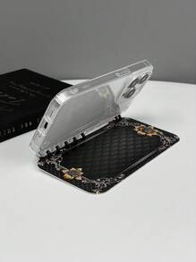 1pc Flip Cover Plaid & Floral Print Phone Case, Notebook Style, Compatible With IPhone 11/12/13/14/15/16 Pro Max And Galaxy A05/A15/A25/A35/A53/A54/A55/S23/S24 Ultra - Clear - View 7