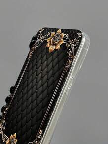 1pc Flip Cover Plaid & Floral Print Phone Case, Notebook Style, Compatible With IPhone 11/12/13/14/15/16 Pro Max And Galaxy A05/A15/A25/A35/A53/A54/A55/S23/S24 Ultra - Clear - View 9