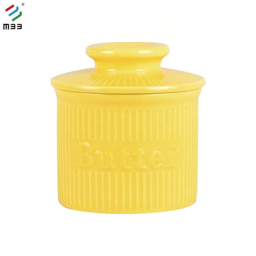 1 件法式黄油罐带盖，可作为餐桌中心装饰，黄油罐带凹槽设计，可放在带水线的柜台上，母亲节