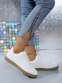 Damen Leder Schnür Rundkappe Mehrzweck Lässig Sport Schuhe mit Gummi Laufsohle, wasserdicht, rutschfest, abriebfest, leicht, Sneaker für Frühling/Herbst, vielseitig für den täglichen Gebrauch, Große Größen 35-43