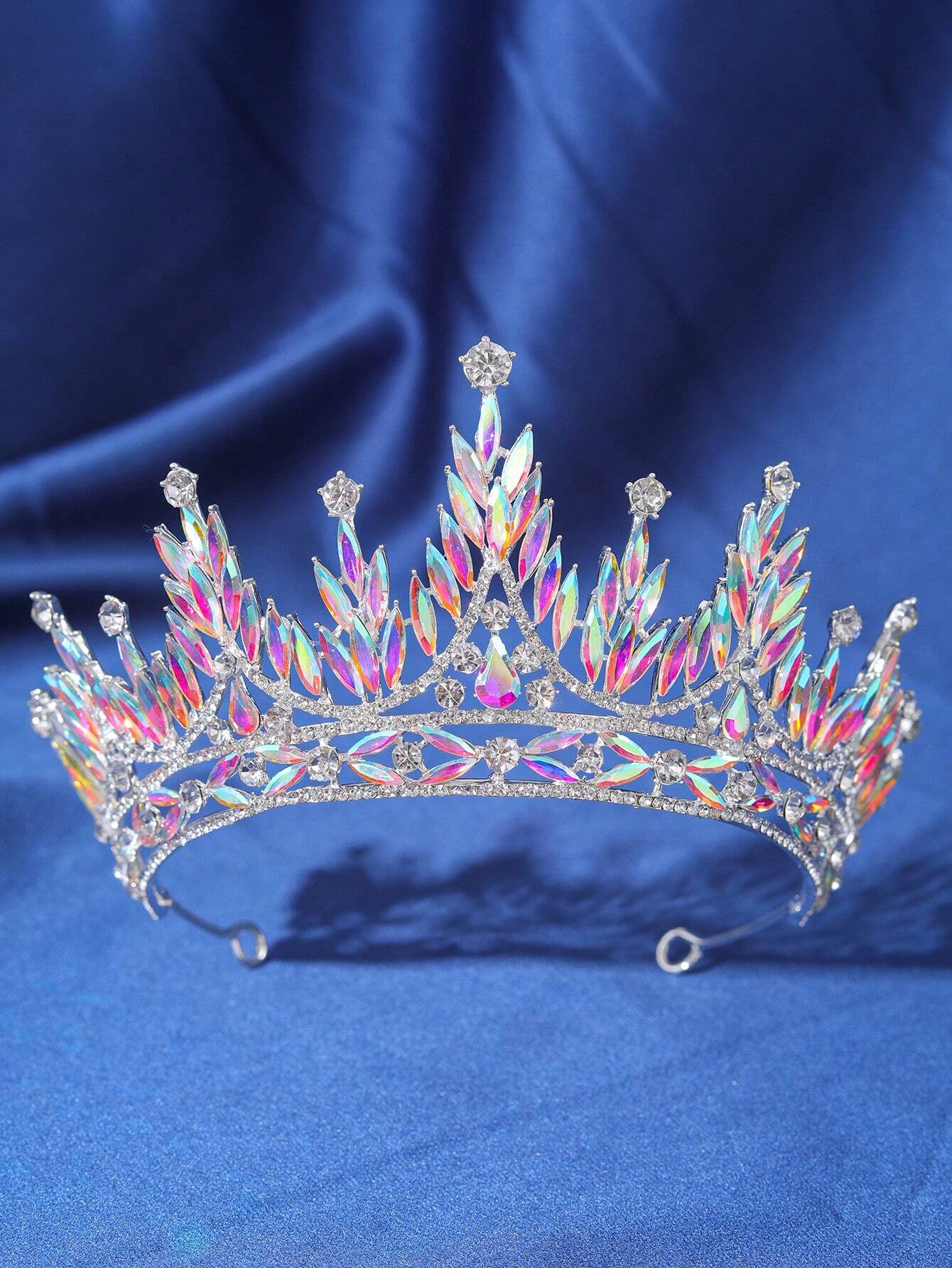 Corona Diadema Con Strass Rosso E Cristalli - Copricapo Per Matrimoni, Feste E Spose - Foto 4