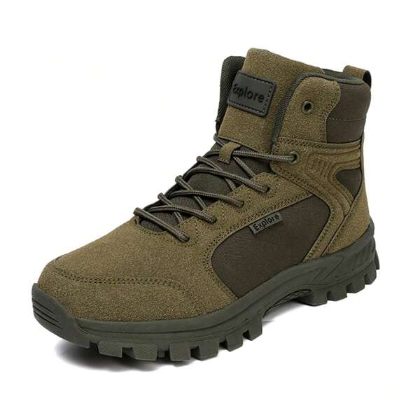Outdoor-Wanderschuhe für Herren Große Größen, atmungsaktiv, rutschfest, Militärstiefel, strapazierfähige Trainingsschuhe, Trekkingstiefel für Frühling/Herbst, militärgrüne Stiefel, khakifarbene High-Top-Schuhe, braune Stiefel, braune High-Top-Schuhe, beige High-Top-Kampfstiefel mit rutschfester Sohle, bequeme Militär-Trainingsstiefel