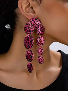 1 par de pendientes grandes y exagerados con estilo de parche agrietado, moda de estilo callejero para mujeres