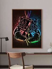 Abstract Neon Boxing Gloves Canvas Art,Portrait Orientation, Sports Gym Wall Painting,Canvas Wall Art,Wall Decoration,Artwork Decoration,Suitable For Living Room,Bedroom,Bathroom,Office Wall Decoration,Restaurant, Bar, Cafe,Mall Artwork Decoration,No Frame