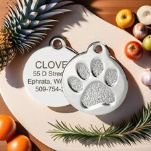 个性化狗猫定制标签雕刻小狗宠物 ID 名字项圈标签不锈钢爪子闪光吊坠宠物狗配饰