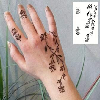 1 张草本手指纹身贴纸防水持久临时纹身