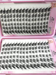 High-Capacity 32Row False Eyelashes Reusable Fluffy Fox Eye Effect Thick Long Segmented Lash Extension DIY Manga Eyes Tool - Black - View 2