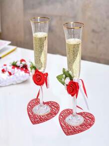 2 Valentine's Day Heart-Shaped Placemats/Coasters, Washable, Perfect Valentine's Day Centerpieces For Anniversary Parties
