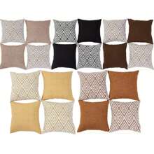 4pcs Bohemian Style Sofa Bed Headboard Cushion Covers, Soft Linen Printed Pattern Pillowcases, 45x45cm, Pillow Insert Not Included, Simple Gift, Sofa Cushions, Star, Decorative Style, Easy To Use, Pillow, Sofa Pillows, Home Decor