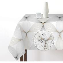 1pc Three Petal Flower Design White Tablecloth, Rectangular Polyester Tablecloth,Perfect For Dining, Picnics, Buffets, Holiday Dinners, Parties, Banquets, Restaurants, And Weddings, Western Food, Kitchen - Multicolor - View 7