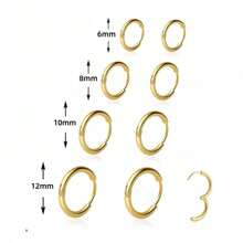 4 对耳环套装，女士软骨环状耳环，防过敏无瑕环状耳环，金色耳环，男女皆宜的礼物