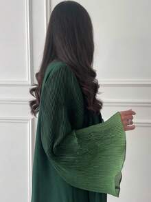 1 Piece Fashion One Size Women Middle Eastern Clothing Long Dress Elegant Gradient Color Crushed Flared Cuffs Cardigan Dress Robe Abaya Suitable For Daily Festivals,Modest