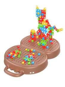 Kids Screw Nut DIY Changeable Assembly Building Blocks Toolbox, Parent-Child Interactive Intelligent Toy (Accessories Style And Color Stickers Random) - Multicolor - View 7