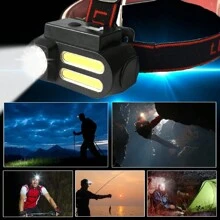 Rechargeable Waterproof Headlamp LED COB Headlight Super Bright USB Head Torch - Red - View 3