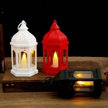 Candelabro vintage estilo minimalista europeo, linterna de vela LED estilo castillo, decoración de portavelas morisco