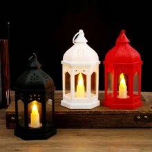 Candelabro vintage estilo minimalista europeo, linterna de vela LED estilo castillo, decoración de portavelas morisco