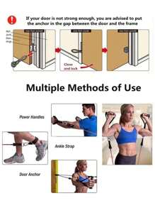 11 In 1 Multifunction Fitness Tension Rope 5-Tube Elastic Yoga Pedal Puller Resistance Band Tension Rope For Stretching Abdomen Training,Suitable For Men And Women Family Indoor And Outdoor Strength, Physical Training, Body Building Home Fitness Equipment Gym Accessories