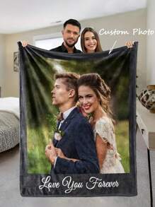Personalized "Forever Love You" Photo Collage Throw Blanket, Customized Couple Gift, Spouse Blanket With Photos, Special Memento, Girlfriend Birthday Present