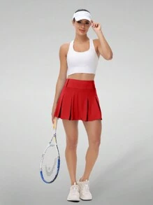Blaosn Women's Pleated Tennis Golf Skirt With Pockets Shorts High Waisted Workout Athletic Golf Skorts Skirts For Running Casual Cute Clothes Outfit - 紅色 - 查看 2