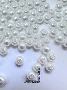 20-1000 件/2000 件米色珍珠珠，用于工艺品制作，各种尺寸 3/4/6/8/10/12/14 毫米带孔仿珍珠珠，用于制作珠宝、手链、项链、头发、装饰、花瓶填充物 DIY 装饰套件