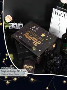 3 件黑色生日快乐礼品袋，附纸巾和贺卡，适用于生日、派对、生日快乐礼品袋、男士和女士生日、中号礼品袋（黑色、生日快乐）