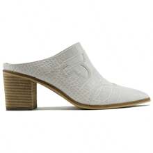 Mules For Women Pointed Toe Women Mules Faux Snakeskin Mules Closed Toe Sandals Backless Slides Slip On Shoes - 白色 - 查看 2