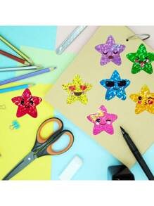 500 Pcs/Roll 1-Inch Holographic Star & Smiling Face Sticker, Reward Charts Decoration, Self-Adhesive Sticker Labels,School Supplies,Back To School - Multicolor - View 4