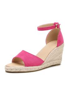 Sandalias de plataforma para mujer, sandalias de verano casuales de punta abierta y suela gruesa, cómodas con hebilla y tira de cuerda en la suela