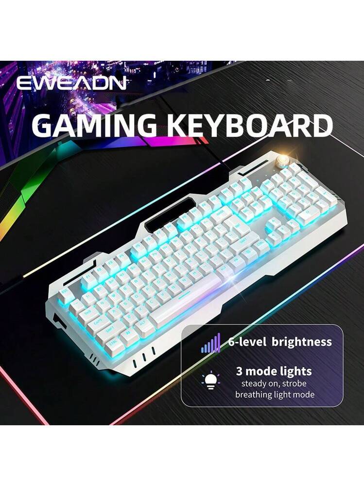 EWEADN GX810 Gaming Keyboard Wired-LED Backlit, 104 Keys Full-Size