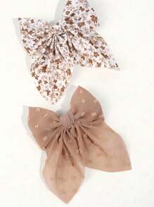 2pcs Flowers Bow Hair Clips For Girls,Fabric Flowers Embroideries Hair Bows For Kids,Fashion Hair Accessories For Toddlers Party Gifts