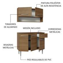 Cocina Integral Modular Madesa Emilly 105cm Color Marrón - Marrón - Ver 5