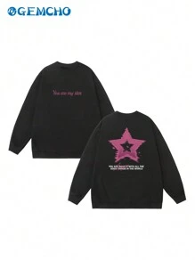 GEMCHO Sudadera para pareja, sudadera casual, camisa deportiva al aire libre, parte superior con estampado de amor del Día de San Valentín para pareja, primavera y verano - Negro - Ver 3