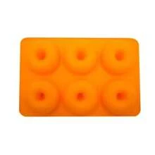 Molde de silicona para donuts de 6 agujeros, bandeja de horneado antiadherente, herramientas de decoración DIY para pasteles de chocolate, bagels, muffins y donuts - 1 pieza naranja - Ver 2