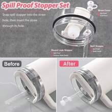 Peony Rose Quartz Chili Cup 6pcs Accessories Set, Including 3 Pcs Silicone Spill Proof Stopper, 2 Pcs Straw Cover Cap For 9-10 Mm Straws, 1 Pc Silicone Boot For Cup For 40oz & 30oz & 20oz Tumbler,Compatible With Tumblers Ice Cup, Models With Iceflow Flip Base - Protective Cover For Sports & Outdoor Activities - Multicolor - View 6