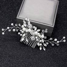 High-End Custom Handmade Bridal Hair Comb With Rhinestone And Pearl, Elegant And Luxurious