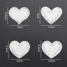 Heart Design Patch Sticker, Fashionable Rhinestone & Faux Pearl Decor Embroidery Applique For Craft Pearl Rhinestone Patches For Clothest Pearl Rhinestones Applique Sew On/Glue On Patches Faux Pearl Rhinestone Patches For Clothes Pearl Rhinestones Applique Sew On/Glue On Patches - White - View 6