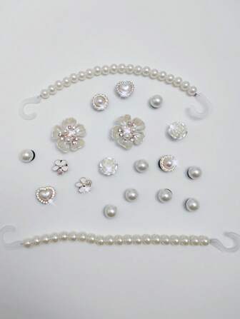 20 piezas Accesorio removible de cadena para zapatos con teddys, moños y copos de nieve con strass, regalo perfecto para días festivos