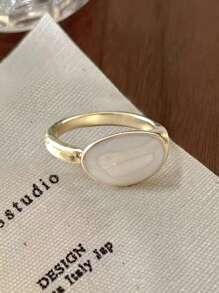 6 件套女士可调节开口戒指，带仿绿宝石，简约设计，奢华