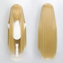 Karida Parrucca da cosplay lunga in fibra sintetica con frangia, parrucca da cosplay universale per capelli lisci a strati, resistente al calore, ad alta densità, aspetto naturale, 35 pollici/90 cm, parrucca sintetica extra lunga per donne, parrucche da cosplay artificiali per feste, Ognissanti, Natale, verde, arancione, rosa, blu, nero