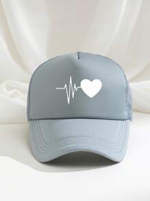 1pc Outdoor Heart Rate Print Breathable Adjustable Sun Hat, Casual Travel Beach Hat For Women, Suitable For Spring/Autumn, Y2K Style, Valentine's Day Gift Valentines
