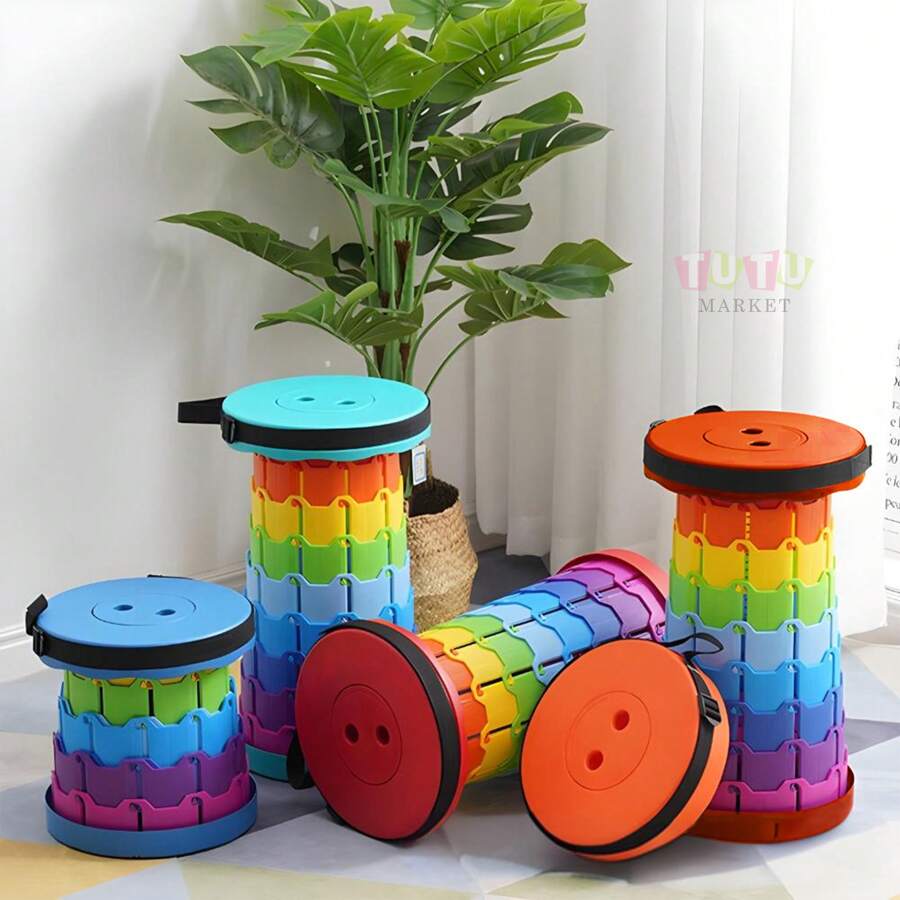 Taburete RetráCtil PortáTil, Aburete RetráCtil PortáTil, Silla Plegable Para Acampar, Muebles De Exterior, Taburete TelescóPico De ArcoíRis, Asiento De Pesca De Viaje,El Color Es Aleatorio