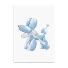 1pc Balloon Puppy Wall Art Blue Butterfly Canvas Painting Picture Bowknot Fashion Perfume Poster Girl BedRoom Decoration No Framed