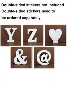1/26pcs 3.14in White Uppercase English Letter Decor, DIY Craft, Wooden Home Wedding Decoration, Photography Prop, Valentine's Day & Christmas Decoration