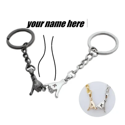 [ Custom ] En uppsättning av 2 hand i hand matchande nyckelringar för par, lämpliga för bästa vänner eller BFF, GF-nyckelringar, lämpliga för kvinnor och män, Nyckelringar för par, parjubileum, alla hjärtans dagpresenter, bästa presenter